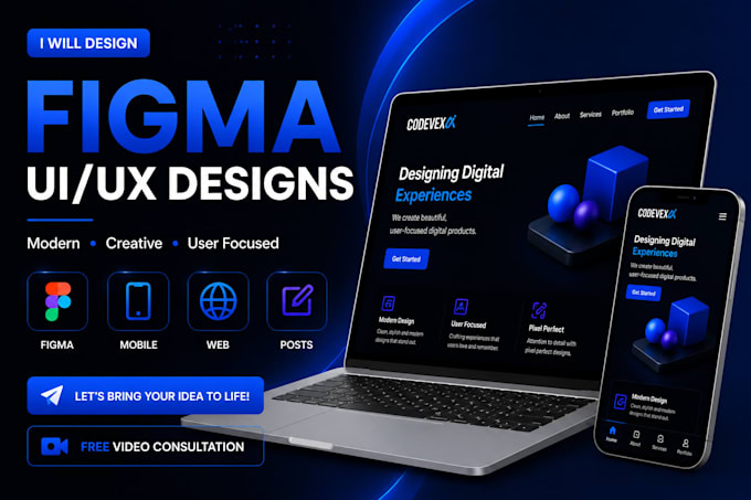 professional ui ux design for app, website, and prototype in figma