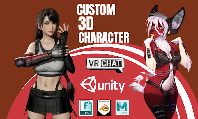 do custom vrchat furry avatar vr character 3d model for vrchat game