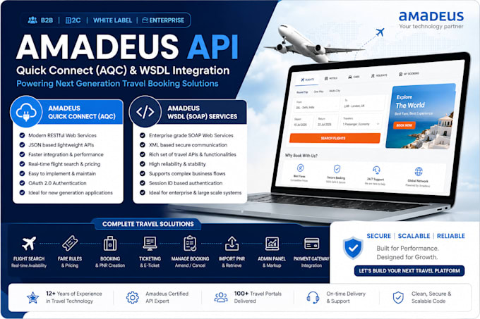 integrate amadeus API into your b2b b2c travel portal