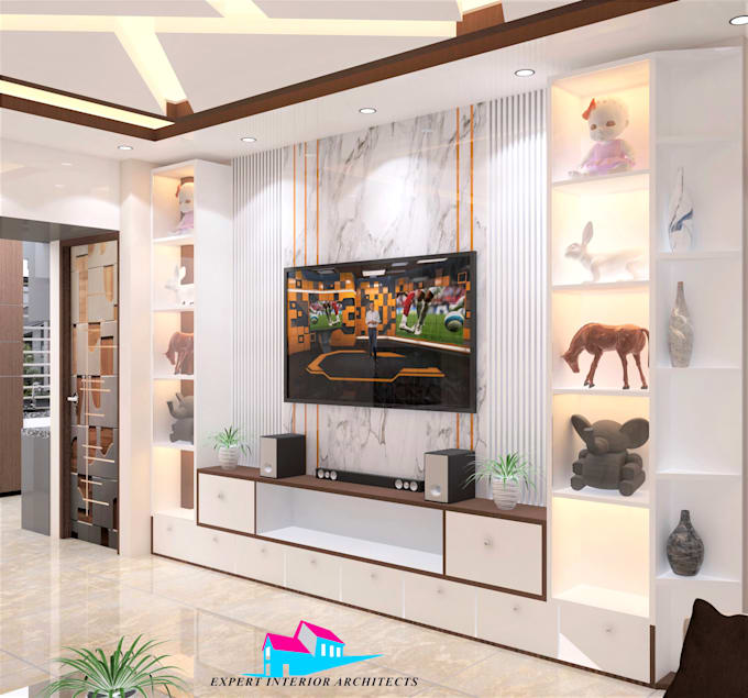 design living room interior in 3d and render