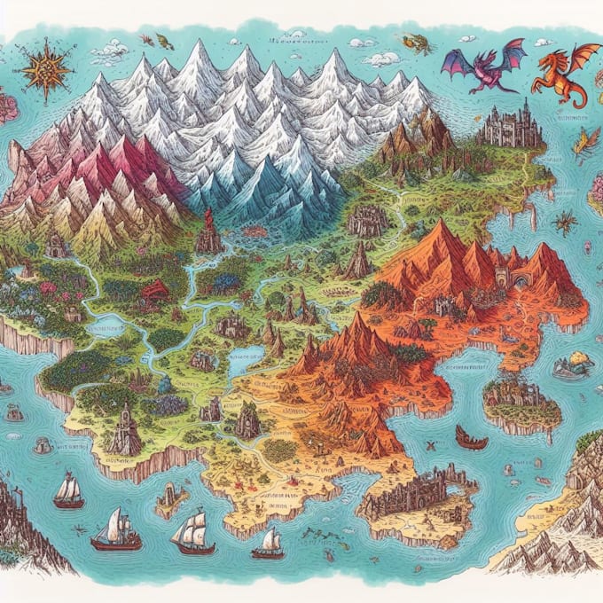 Create a fantasy map illustration by Gakwet Fiverr