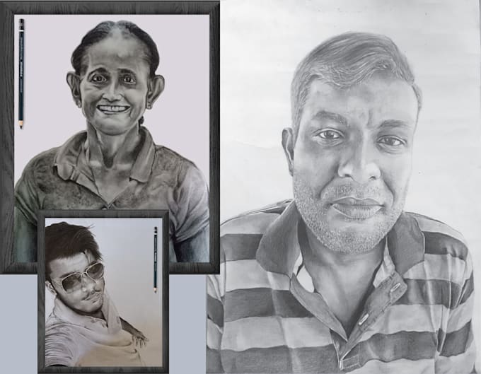 do realistic pencil illustration portrait drawing from photo