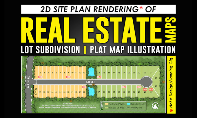 2d render lot subdivision site plan or plat map illustration