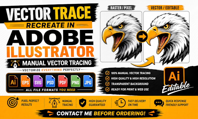 Vector Trac Vector trace recreate in adobe illustrator by Anaya_web | Fiverr