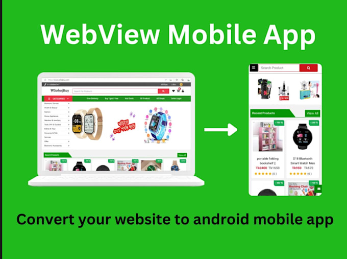 convert your website to mobile app for ios, android