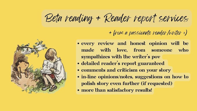 beta read your written works at an affordable price