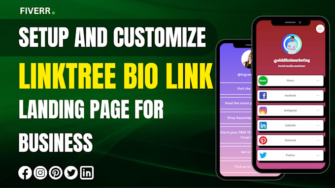 setup and customize linktree bio link landing page for business