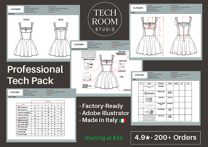 create professional fashion tech packs ready for production