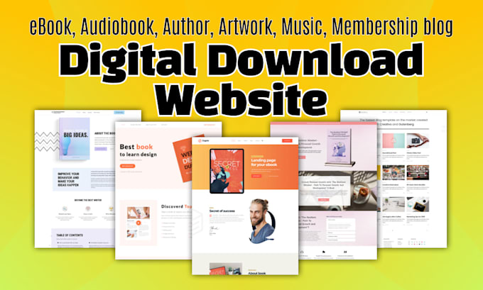 build ebook author website, digital product store on shopify or wordpress