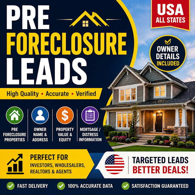provide USA pre foreclosure leads with owner details