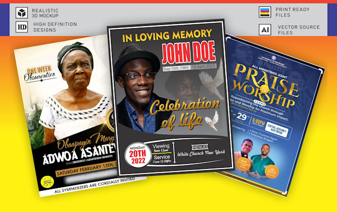 do event, party, church,funeral flyer or program  3hrs