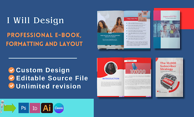 do ebook design ,ebook formatting and layout design in canva