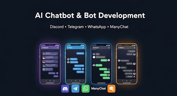 build ai chatbot and discord telegram whatsapp bot with manychat automation