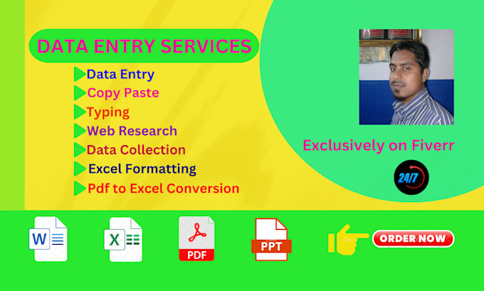 do excel data entry, web research, lead genaretion