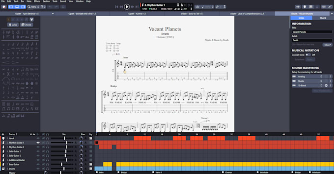 sell you high quality death guitar pro tabs