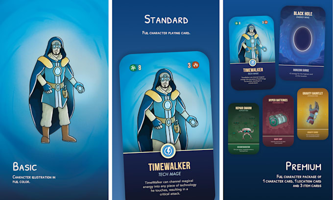 create your character, hero, location or item game cards