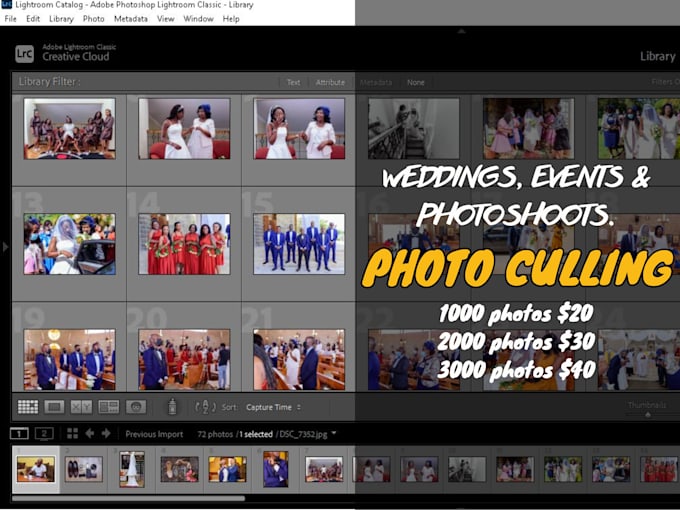 professionally cull your wedding and event photos