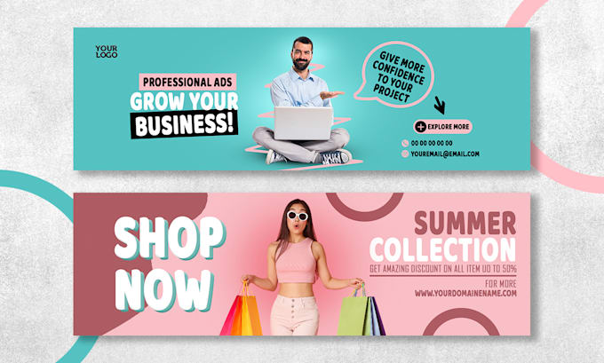 make attractive shopify, linkedin, etsy, wordpress banner