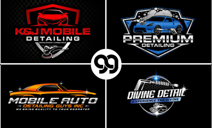 do 2d 3d auto detailing automotive car wash logo design