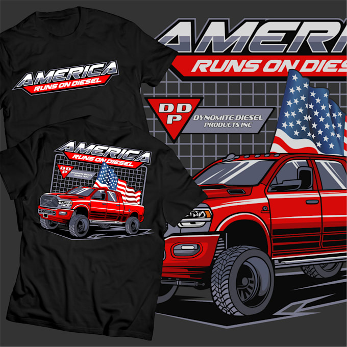 draw automotive vector illustration for t shirt design