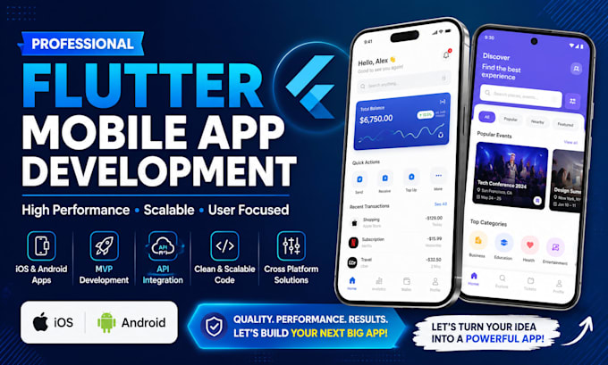 develop cross platform mobile app in flutter for ios and android