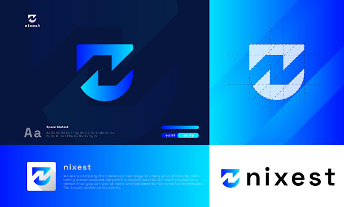 make trendy minimalist and modern startup tech existing logo