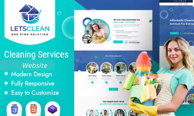 Design cleaning website cleaning booking kola landing page janitorial