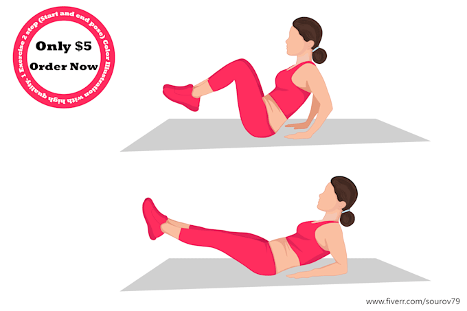 create flat yoga, workout, and fitness exercise illustrations