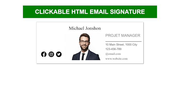 make clickable HTML email signature for gmail, outlook etc
