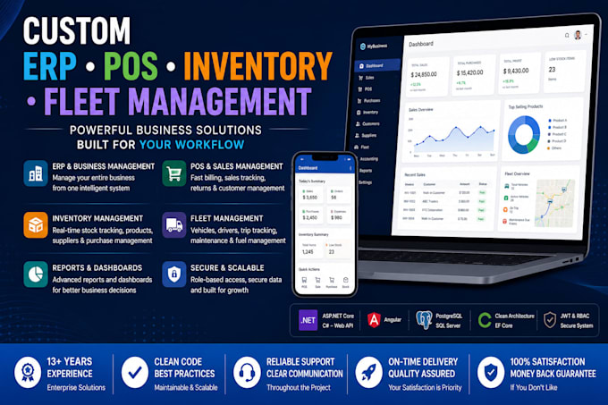 develop custom erp pos inventory and fleet management software