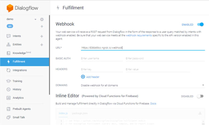 do google dialogflow webhook integration