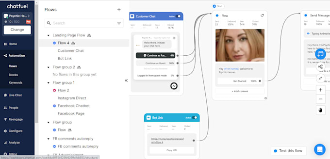 build ai chatbot with intercom, manychat, chatfuel, tidio, trading telegram bot
