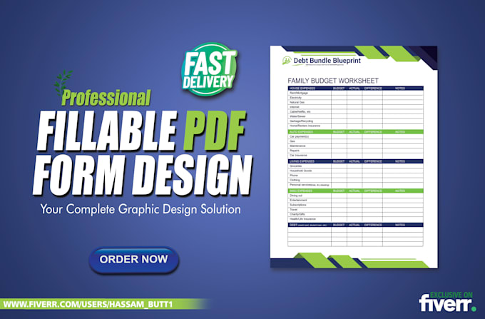 Create a pdf fillable form design by Hassam_butt1 | Fiverr