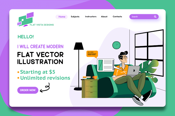 design 2d flat illustrations for your website and app