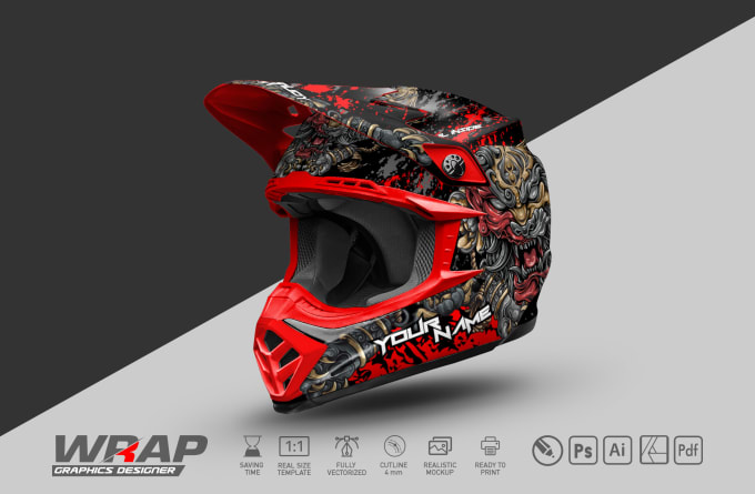 Helmet wrapping design top