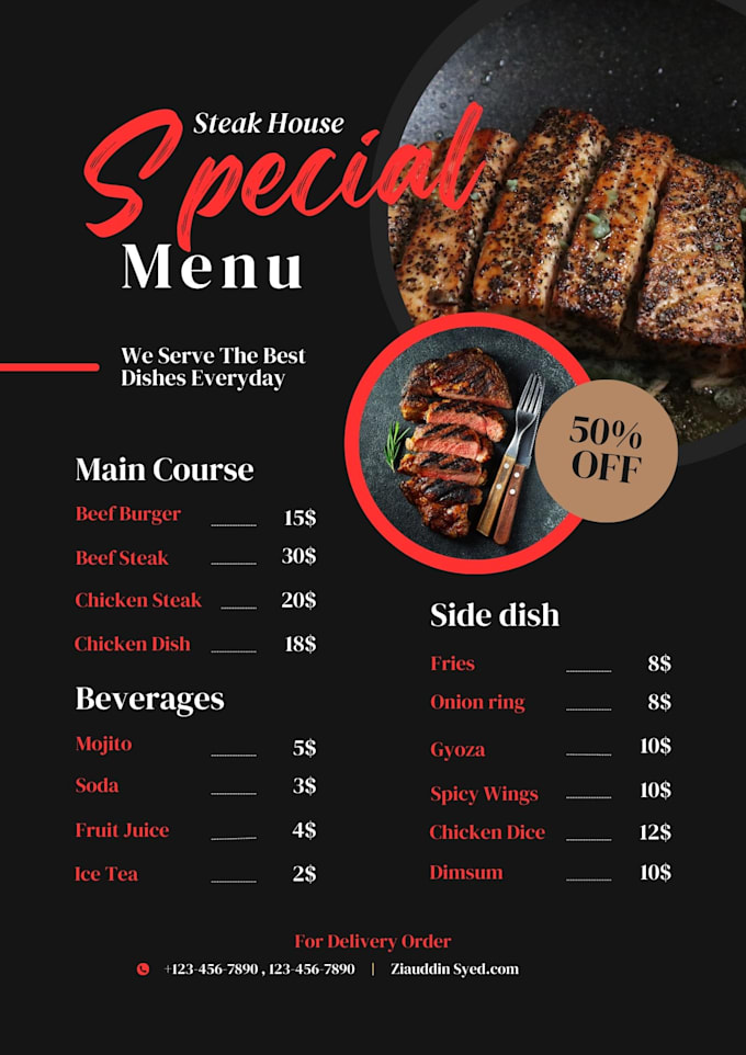 For A Menu Design professional restaurant food menu in 12 hours for you by ...