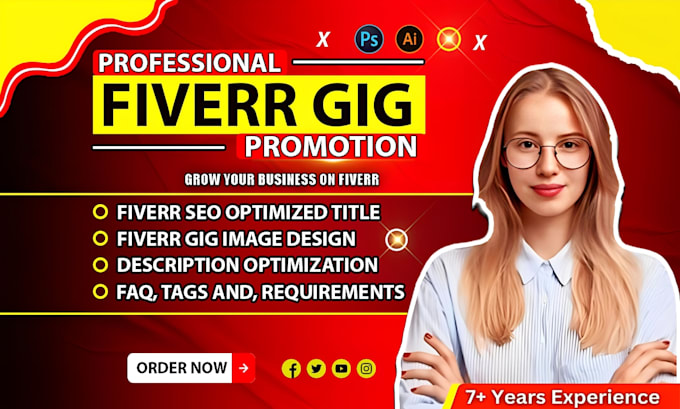 write SEO optimized fiverr gig description, fiverr gig, profile, and promotion