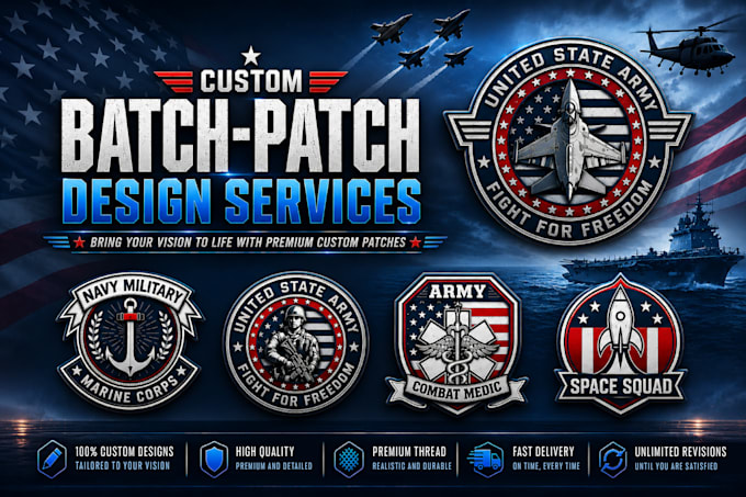 craft custom vintage, military logo and badge patch design