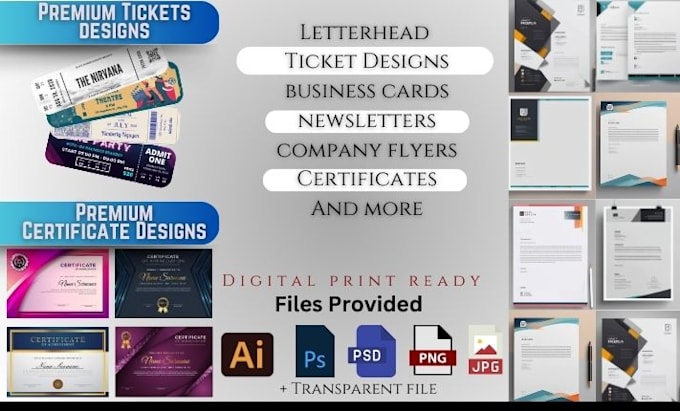 design company newsletter, vouchers, tickets, flyer, coupons, custom cards