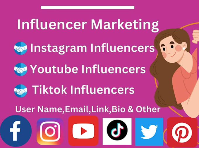 Find best youtube and tiktok pinterest facebook instagram influencer