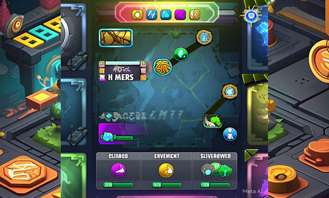 design game UI UX, mobile game UI, hud, app UI UX in figma