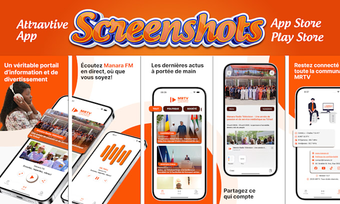 design app screenshots or preview for app store and google play store