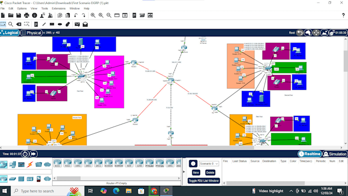 do design enterprise network in cisco packet tracer