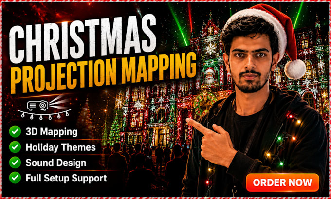 create 3d christmas projection mapping content
