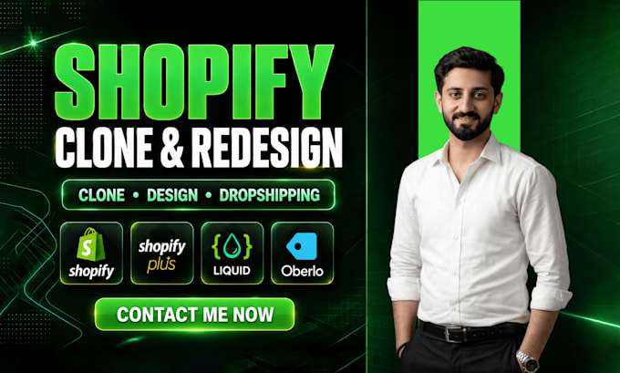 clone, build, design, redesign shopify website or dropshipping shopify store