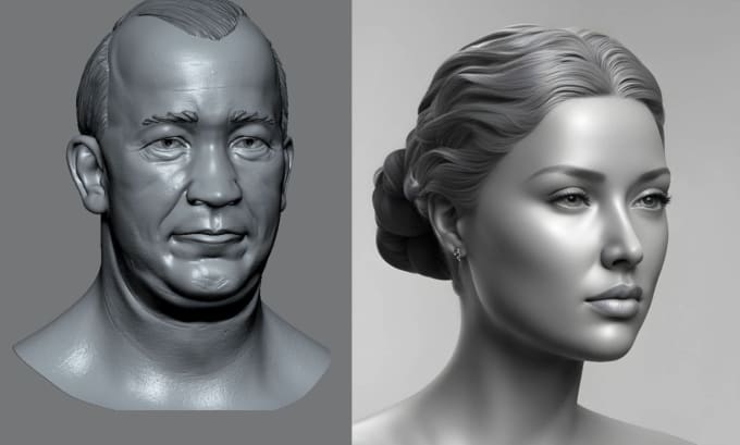 Sculpter la tête 3d visage réaliste modèle de tête 3d, buste tête réaliste  3d et cheveux xgen