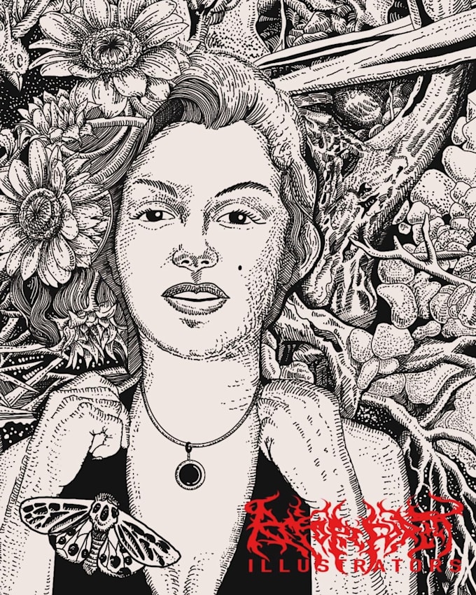 drawing black and white illustrations with detailed lines
