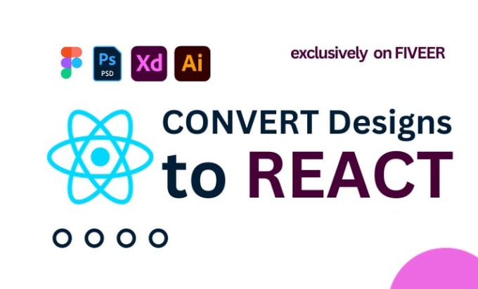 Convert psd to react, figma to react js responsive web app