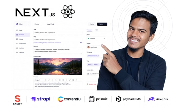 build a full stack react nextjs website with headless cms