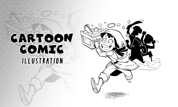 make an attractive black cartoon illustration